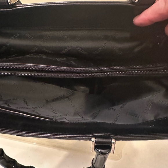 Plinio Visona vintage black leather bag with bamboo like handles - Picture 6 of 6